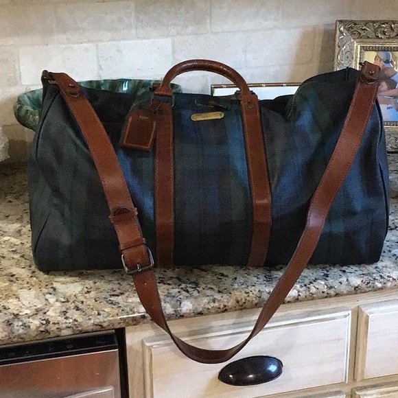 Polo Ralph Lauren Other - Vintage Polo Ralph Lauren Black Plaid Watch Boston Travel Duffle Bag Polo Green
